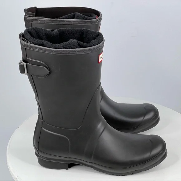 Hunter Original Short Boot Matte Black Waterproof Fisherman Fall Winter Rain 10 - Picture 7 of 15